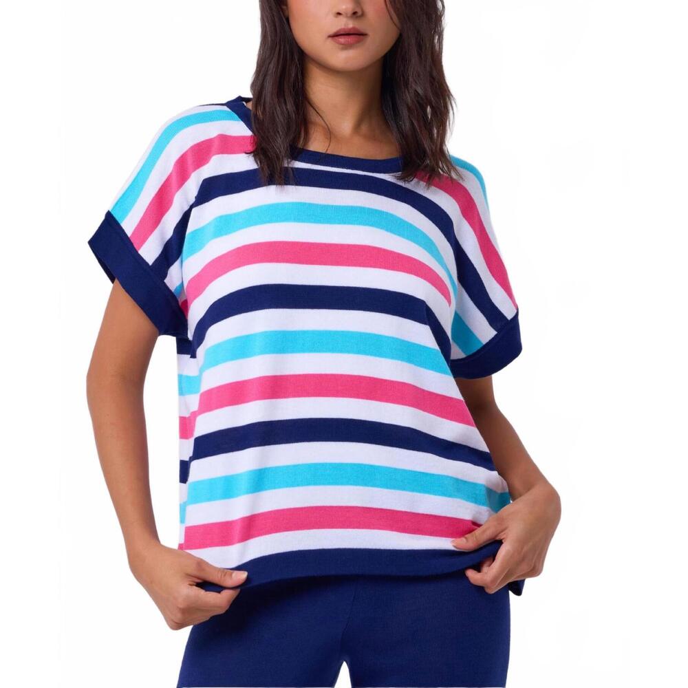 NEW ANGEL APPAREL knit oversized stripe top in white/multi
